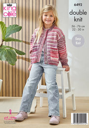 King Cole 6492 children’s V neck and round neck cardigan knitting pattern