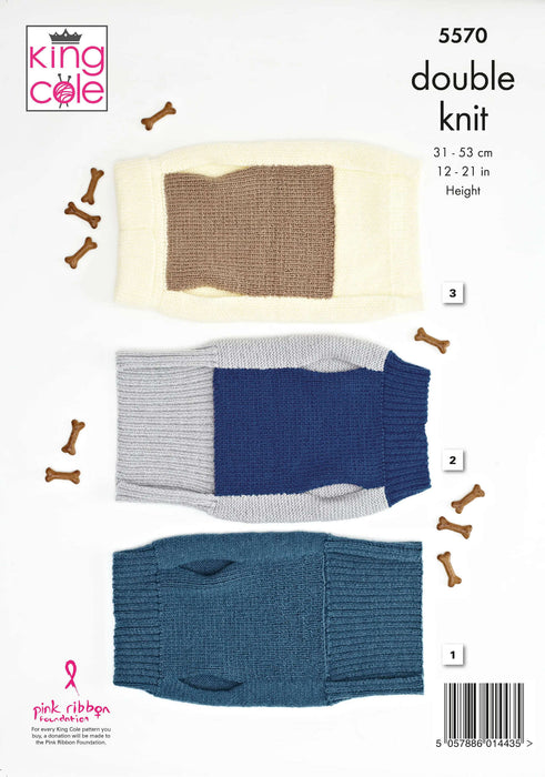 King Cole Pattern 5570 Double Knitting Pattern - Dog Coats / Sweater Pattern for Dogs