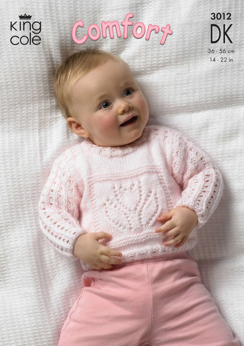 King Cole 3012 DK Knitting Pattern - Baby Sweaters & Blanket (Newborn - 18 mnths)