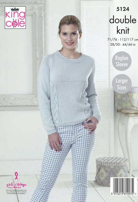 King Cole 5124 Double Knitting Pattern - Cotton DK Cardigan & Sweater for Ladies