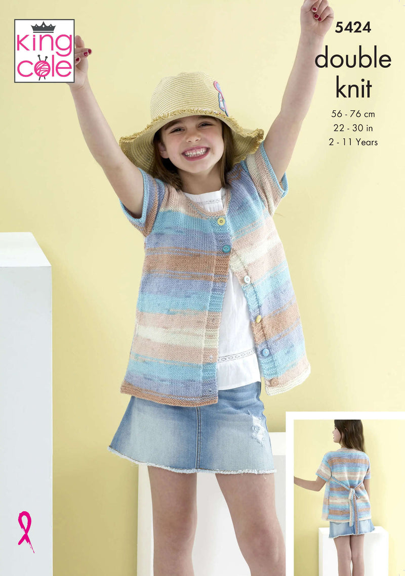 King Cole 5424 DK Knitting Pattern - Baby Children's Cardigans (2-11 Yrs)