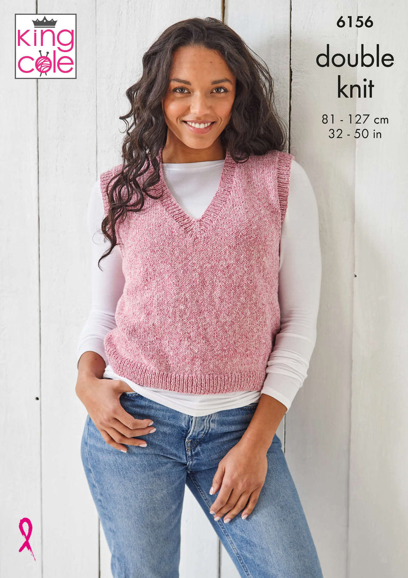 King Cole 6156 DK Ladies Knitting Pattern - Tank Top & Sweater (32-50in)