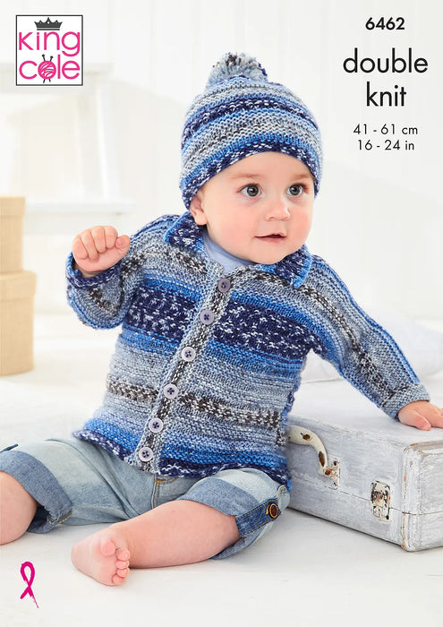 King Cole 6462 DK Knitting Pattern - Cardigans & Hat (0 to 5 yrs)
