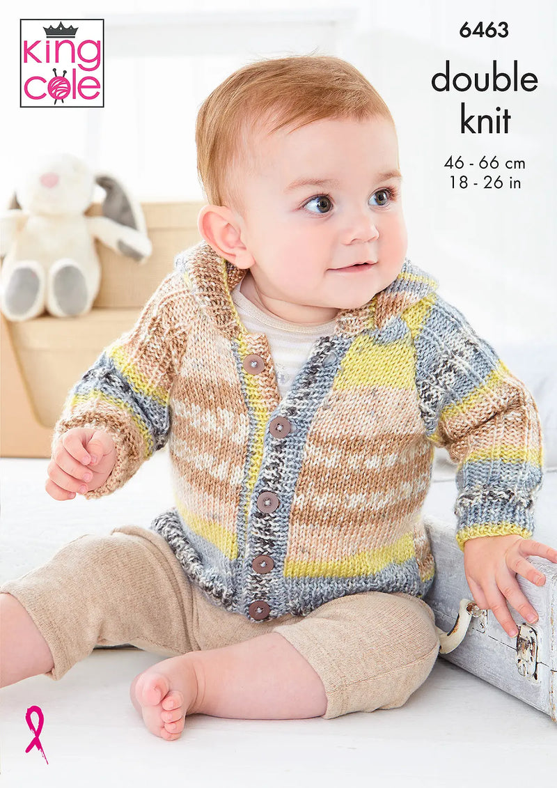 King Cole 6463 Baby DK Knitting Pattern – Hooded & Collar Jackets (6months–7yrs)