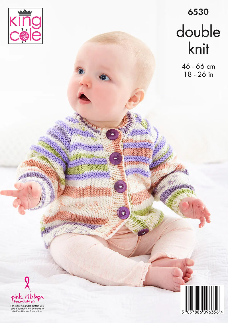 King Cole 6530 Knitting Pattern – Baby & Child Cardigans and Hat in DK (18–26 inch chest)