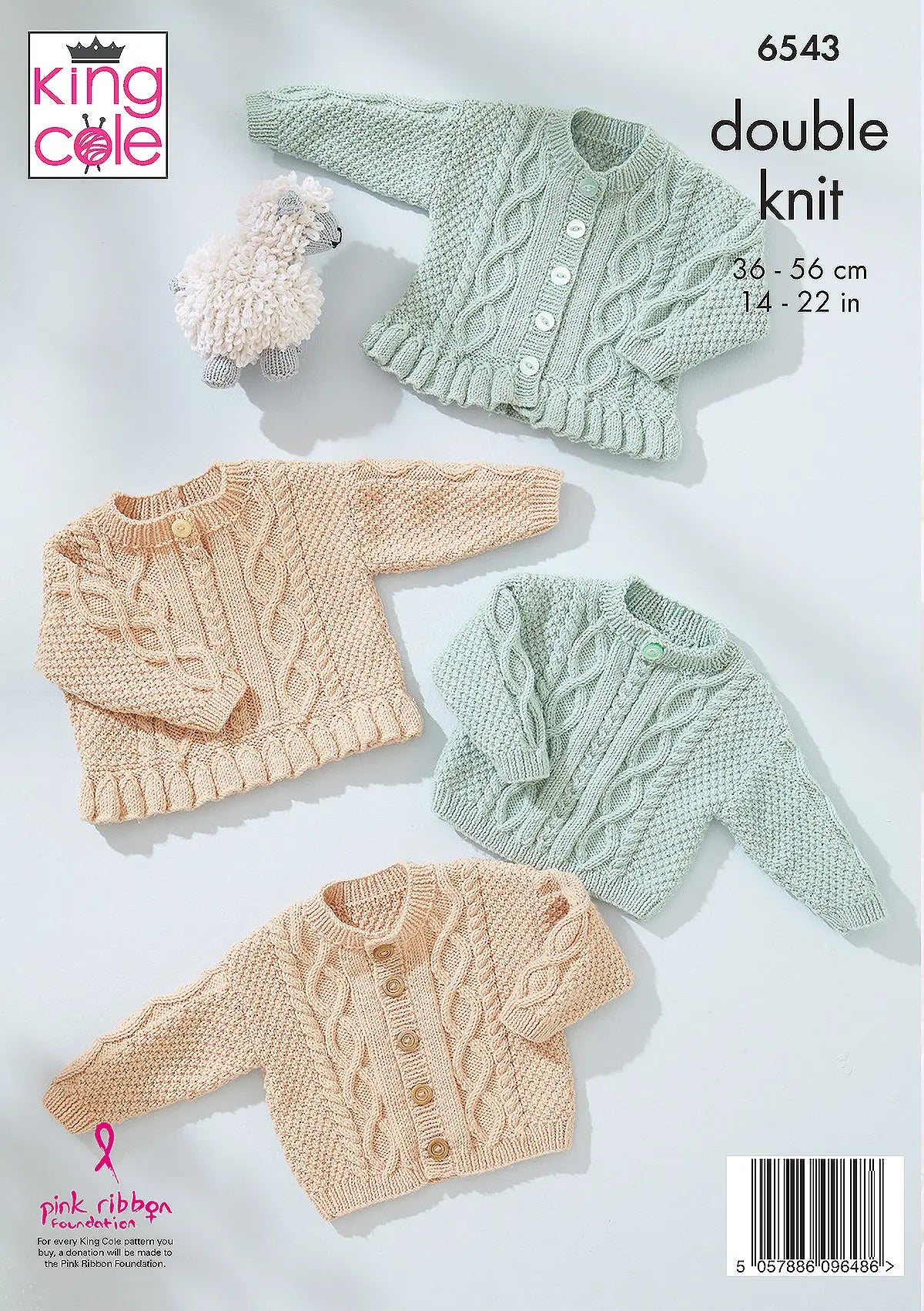King Cole 6543 baby cardigan and sweater knitting pattern with cable stitch designs