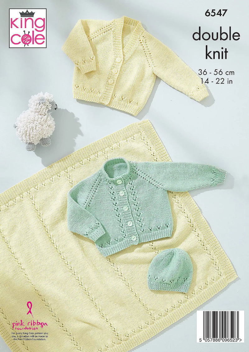 King Cole Pattern 6547 for blanket, hat & cardigan