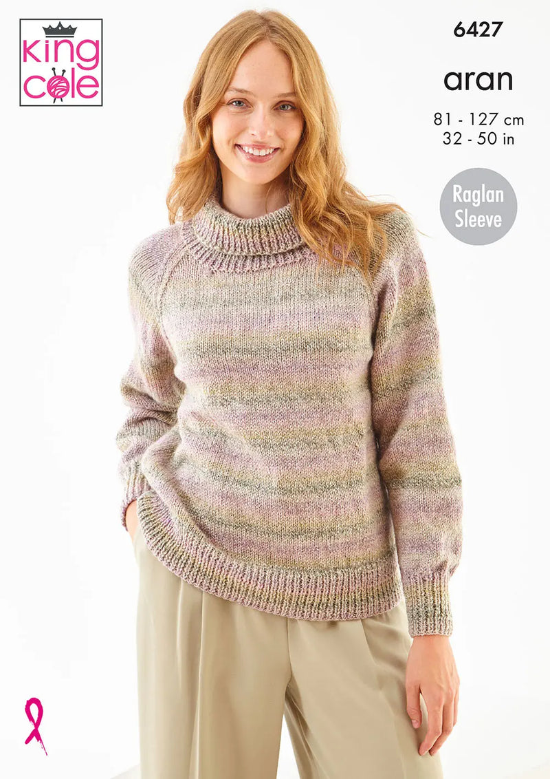 King Cole 6427 Ladies Cardigan & Sweater Aran Knitting Pattern (32-50in)