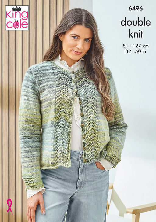 King Cole 6496 ladies cardigan DK knitting pattern 32-50in