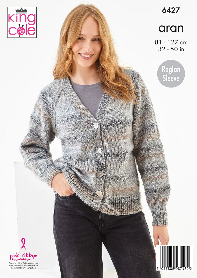 King Cole 6427 Ladies Cardigan & Sweater Aran Knitting Pattern (32-50in)