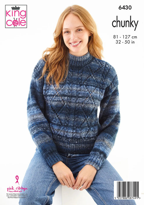 King Cole 6430 Chunky Ladies Knitting Pattern Cardigan & Sweater (32-50in)