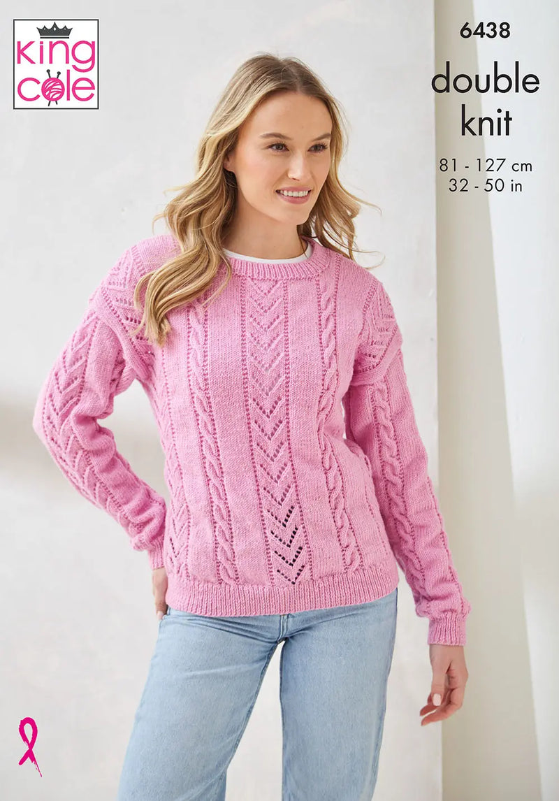 King Cole 6438 Ladies Sweater & Slipover DK Knitting Pattern (32–50in)
