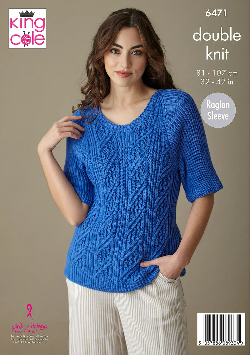 King Cole 6471 Ladies DK Knitting Pattern – Sweater & Top (32-42in)