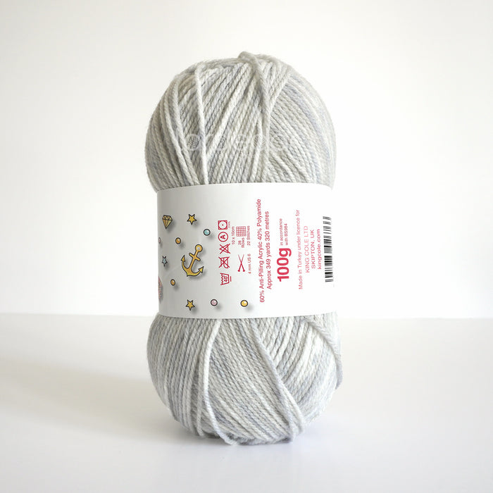 King Cole Little Treasures DK Yarn in 4787 - Flint - 100g Ball of Variegated Grey Wool