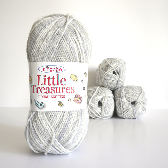King Cole Little Treasures DK Yarn in 4787 - Flint - 100g Ball of Variegated Grey Wool