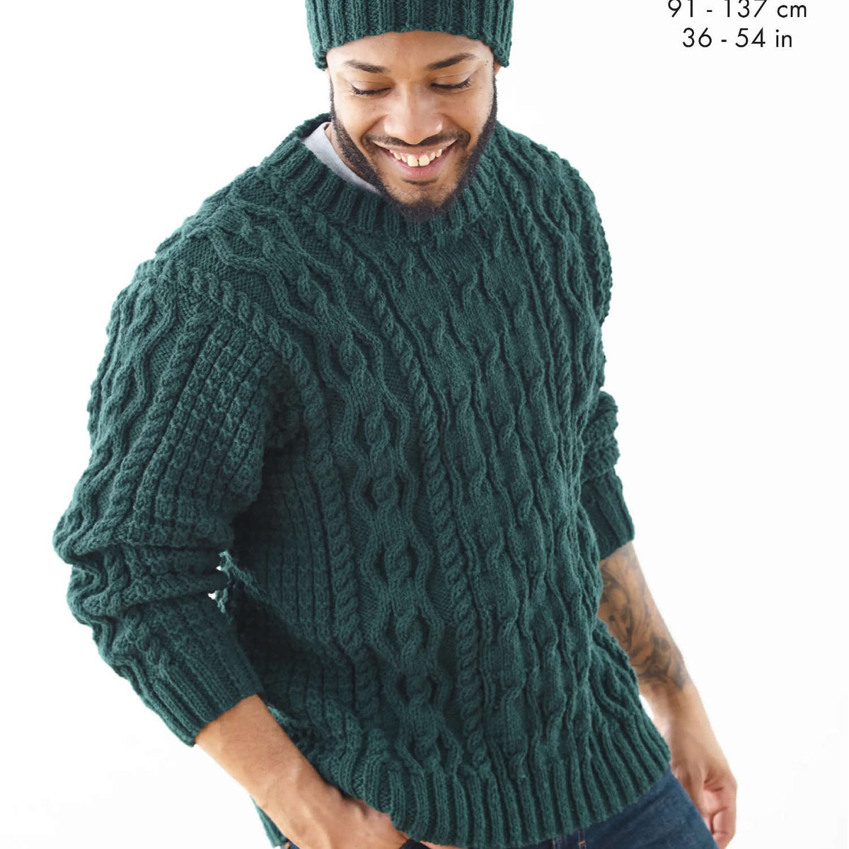King Cole 6190 Aran Knitting Pattern Men s Sweater Slipover Hat Lardedar
