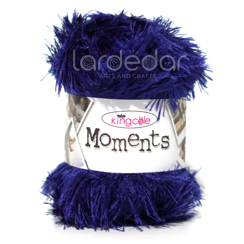 King Cole Moments DK Eyelash Knitting Wool Yarn in 1877 - Navy - 50g Ball