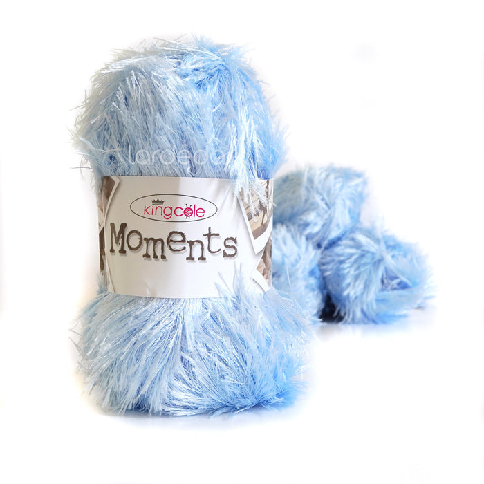 King Cole Moments DK Eyelash Knitting Wool Yarn in 486 - Sky - 50g Ball