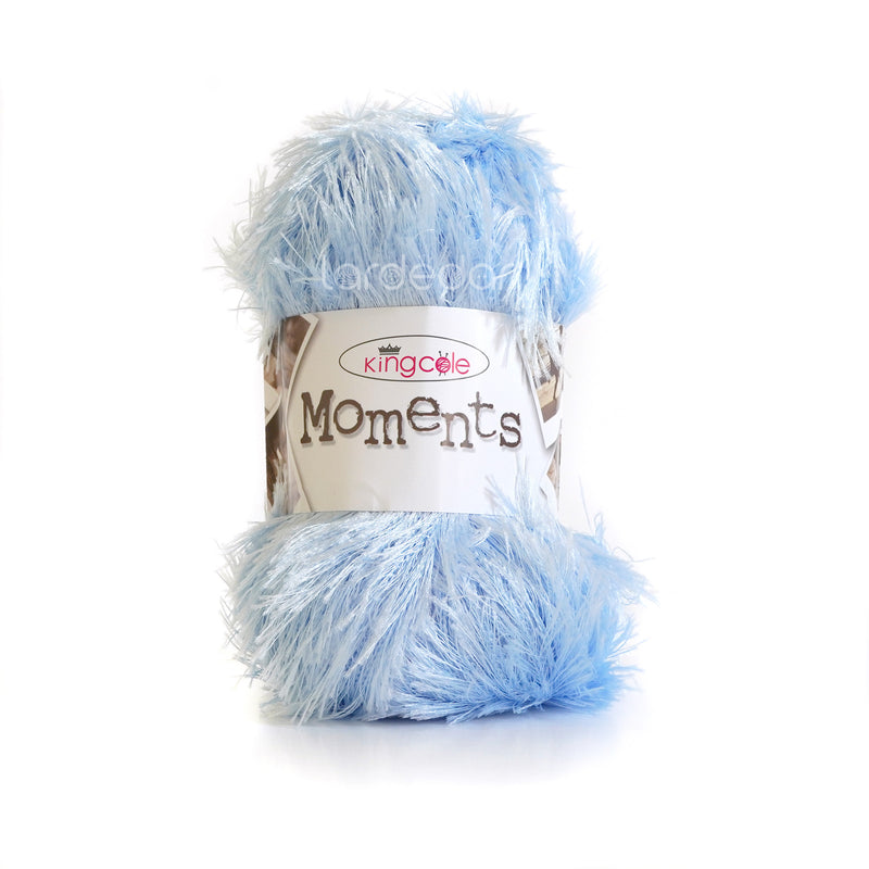 King Cole Moments DK Eyelash Knitting Wool Yarn in 486 - Sky - 50g Ball