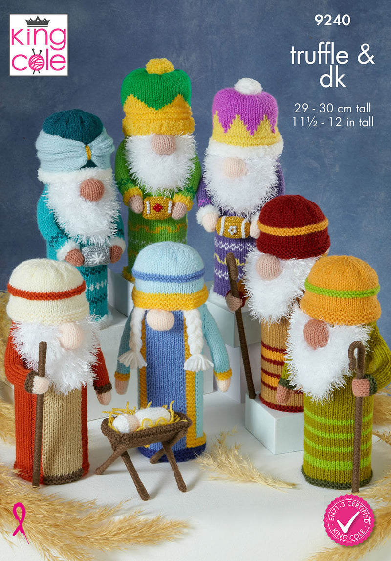King Cole 9240 Nativity Gonks Knitting Pattern – Mary, Joseph, Three Kings & Shepherds