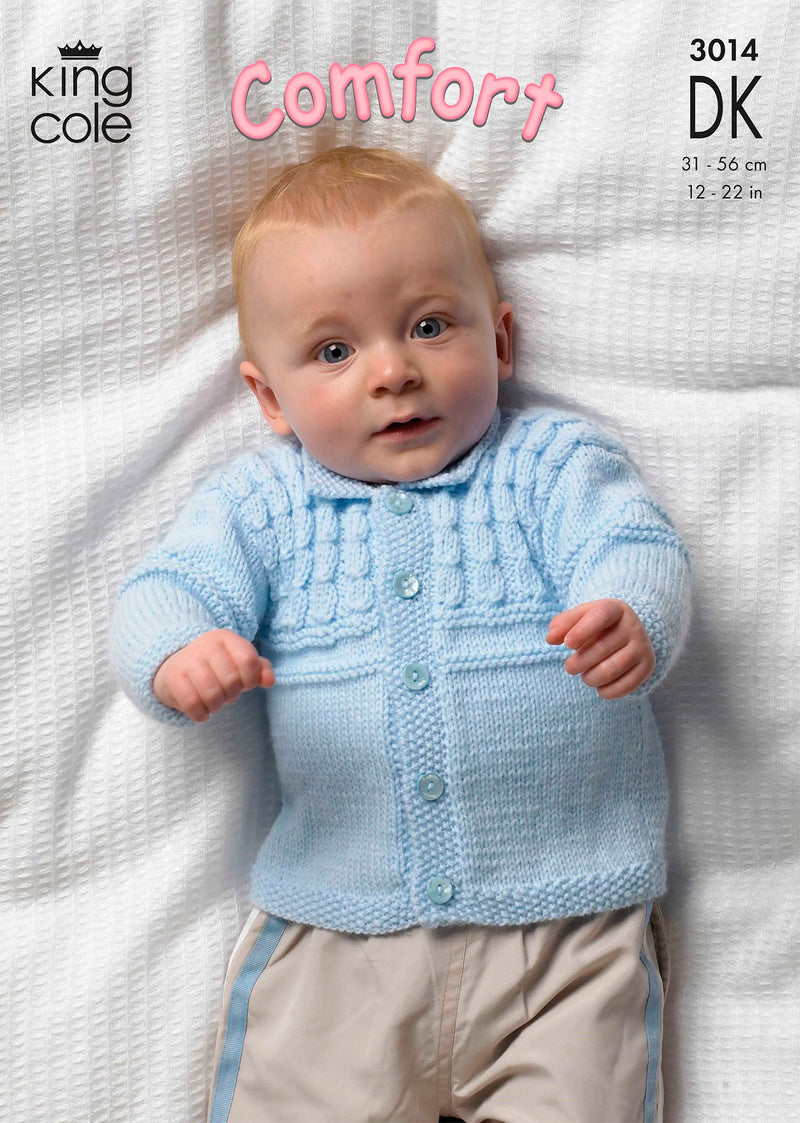 King Cole 3014 DK Knitting Pattern - Baby Sweater, Jacket and Slipover (Prem - 2 years)