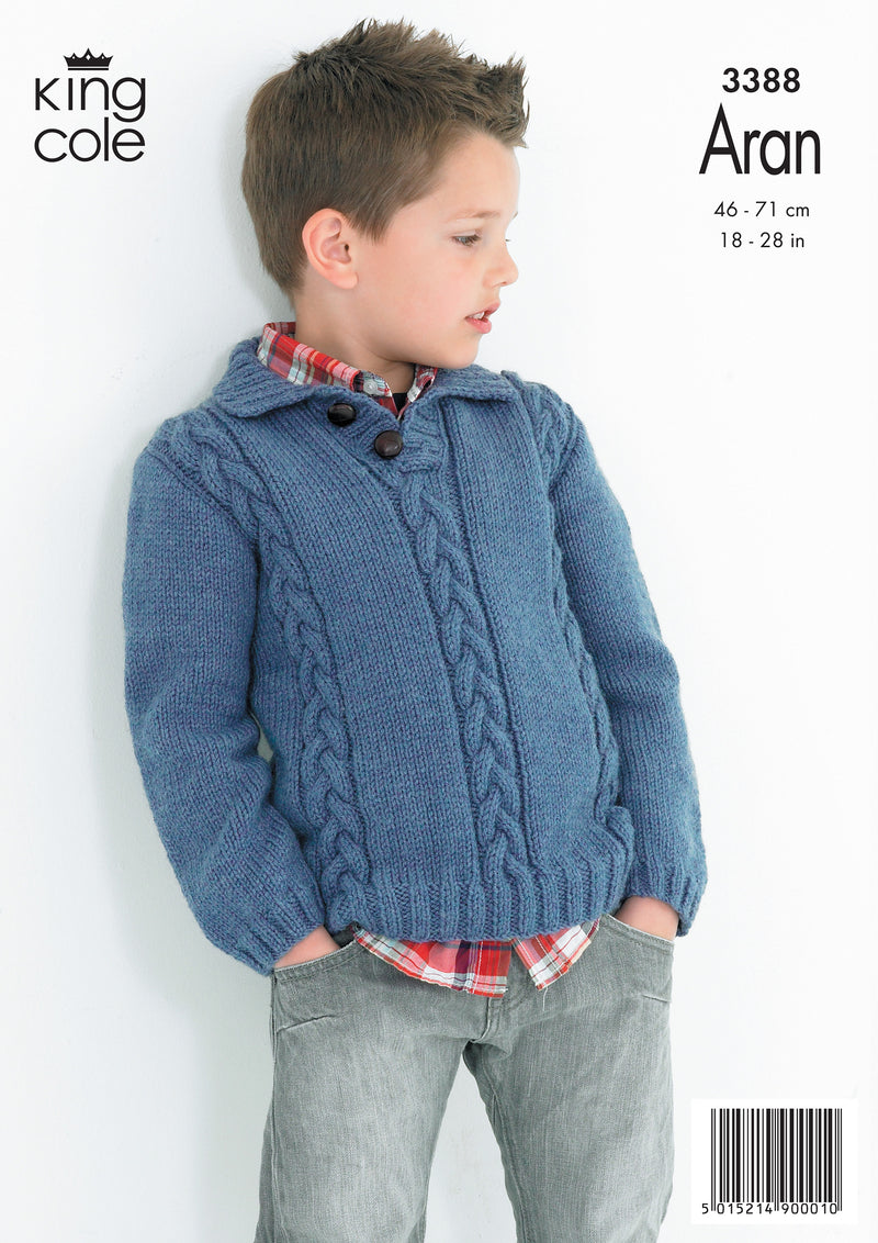 King Cole 3388 Baby & Children's Cable Sweaters Knitting Pattern Aran (18-28in)