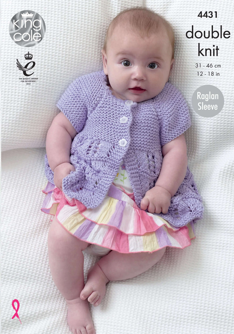 King Cole 4431 DK Baby Knitting Pattern - Matinee Coats, Cardigan & Blanket (Prem to 9 Mnths)