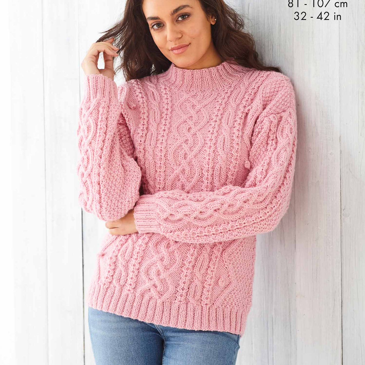 King Cole 6108 Aran Knitting Pattern for Ladies Sweater and