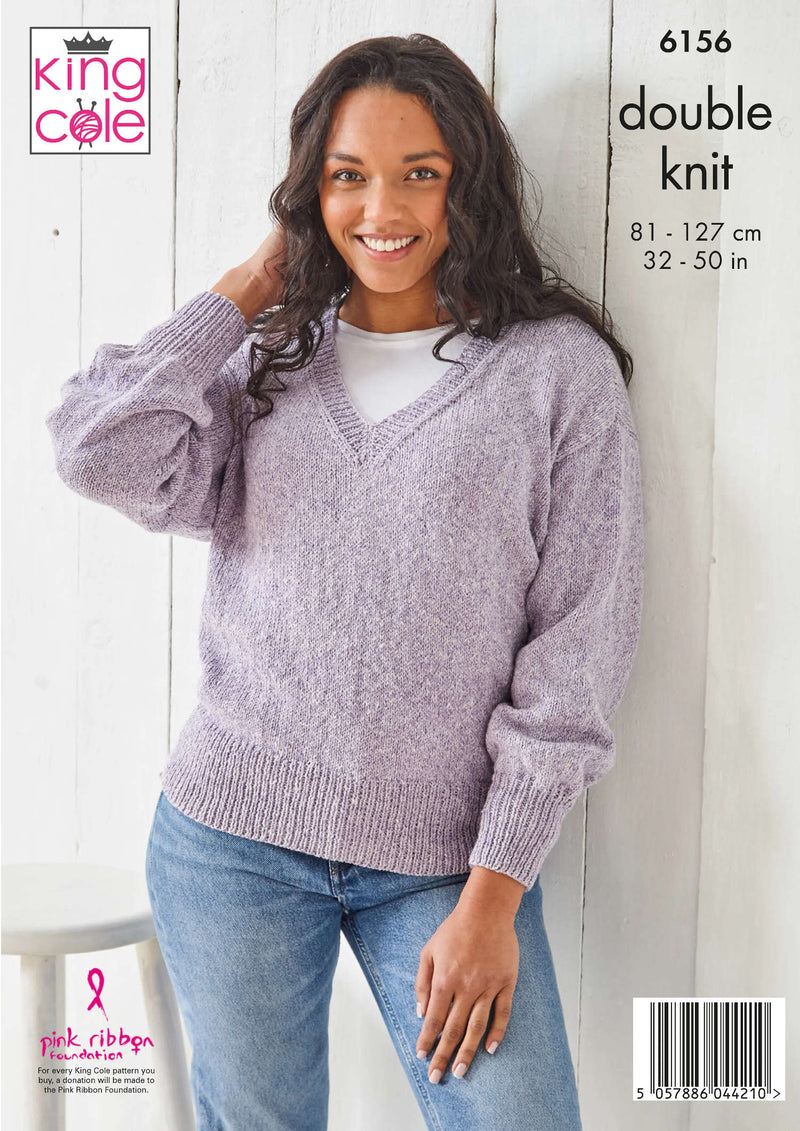 King Cole 6156 DK Ladies Knitting Pattern - Tank Top & Sweater (32-50in)