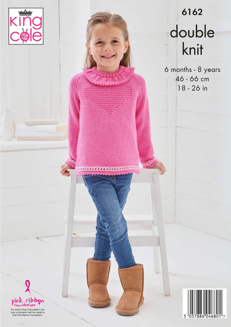 King Cole 6162 girls sweater DK knitting pattern