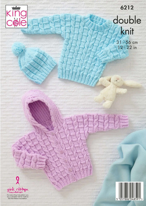 King Cole 6212 Knitting Pattern - Babies Sweater, Jacket, Sleeping Bag & Hat (Prem to 18mnths)