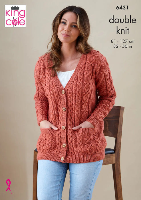 King Cole 6431 Double Knitting Pattern for Ladies Cardigan & Waistcoat (32-50in)