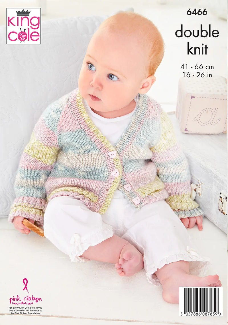King Cole 6466 Baby Cardigans DK Knitting Pattern (0–6 Years)