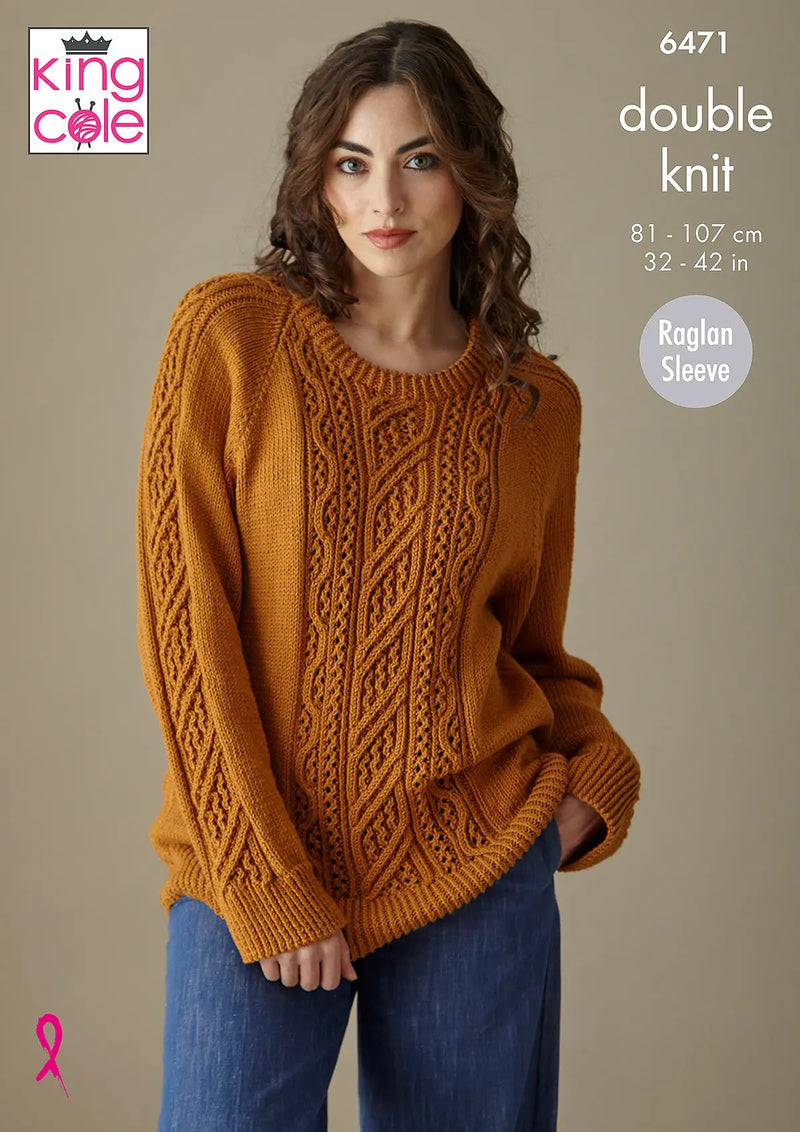 King Cole 6471 Ladies DK Knitting Pattern – Sweater & Top (32-42in)