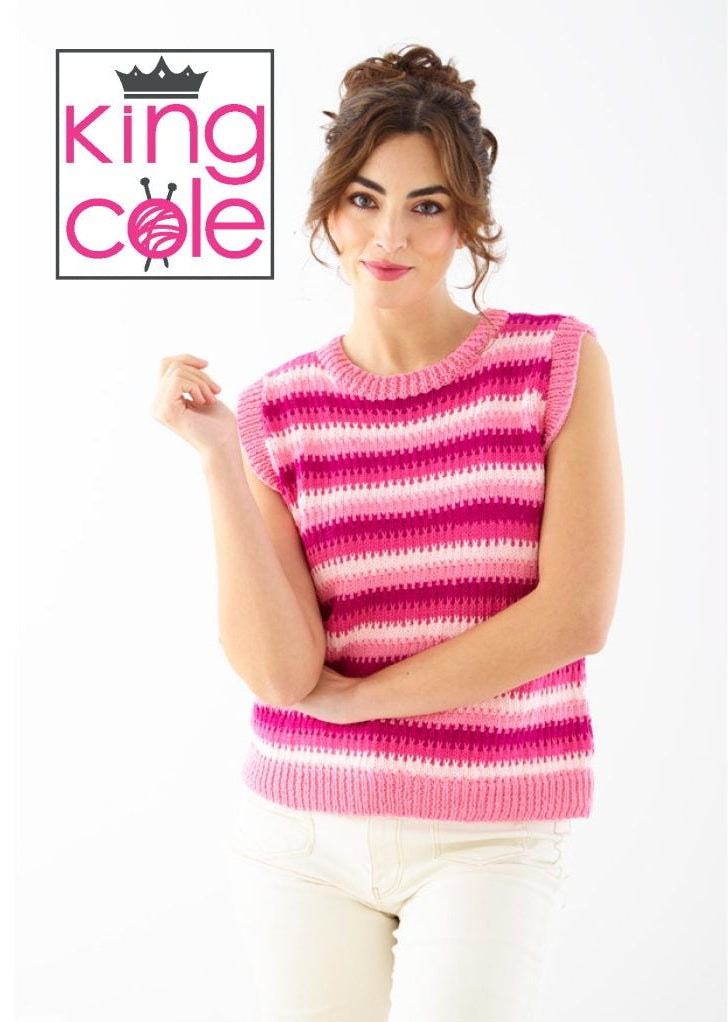 King Cole 6472 Ladies DK Knitting Pattern – Tank Tops & Waistcoat (32-46in)