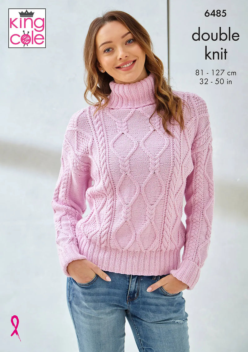 King Cole 6485 Ladies Knitting Pattern for Sweater & Slipover DK (32–50in)