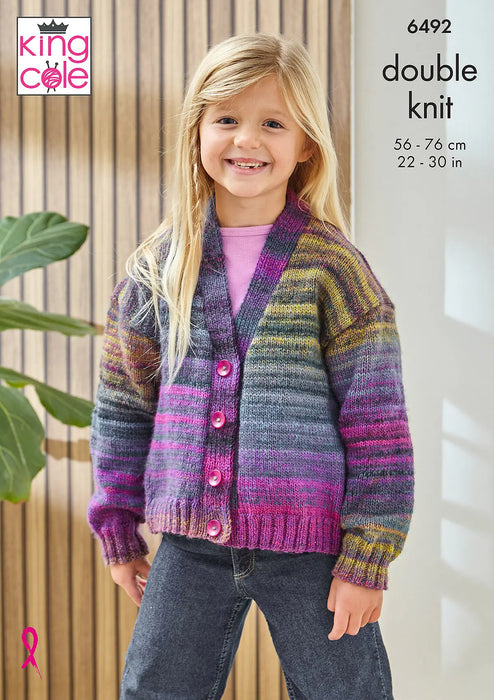 King Cole 6492 DK Knitting Pattern - Easy Children's Cardigans (22-30in)