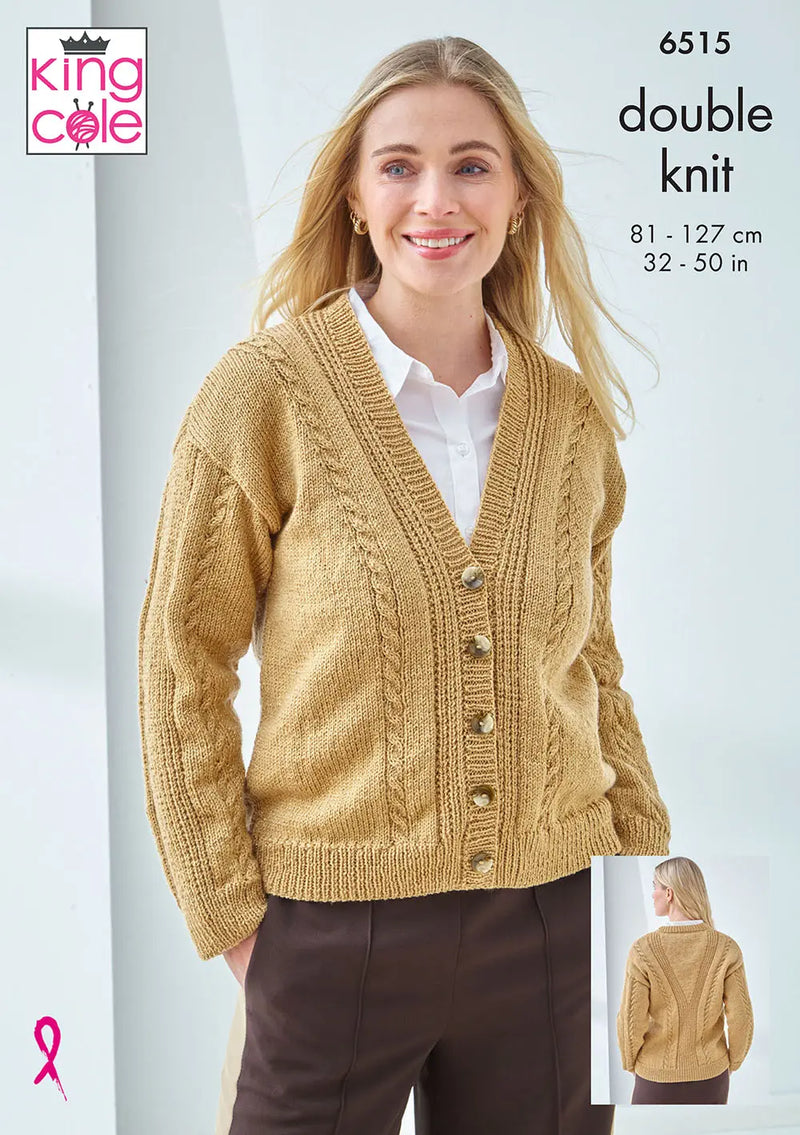 King Cole 6515 Ladies Cardigan & Slipover Knitting Pattern DK (32-50in)