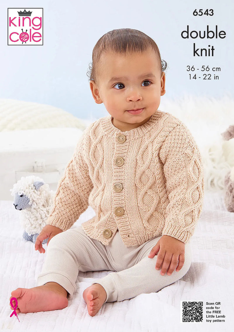 King Cole 6543 Baby DK Cardigans & Sweaters Knitting Pattern (14-22in)