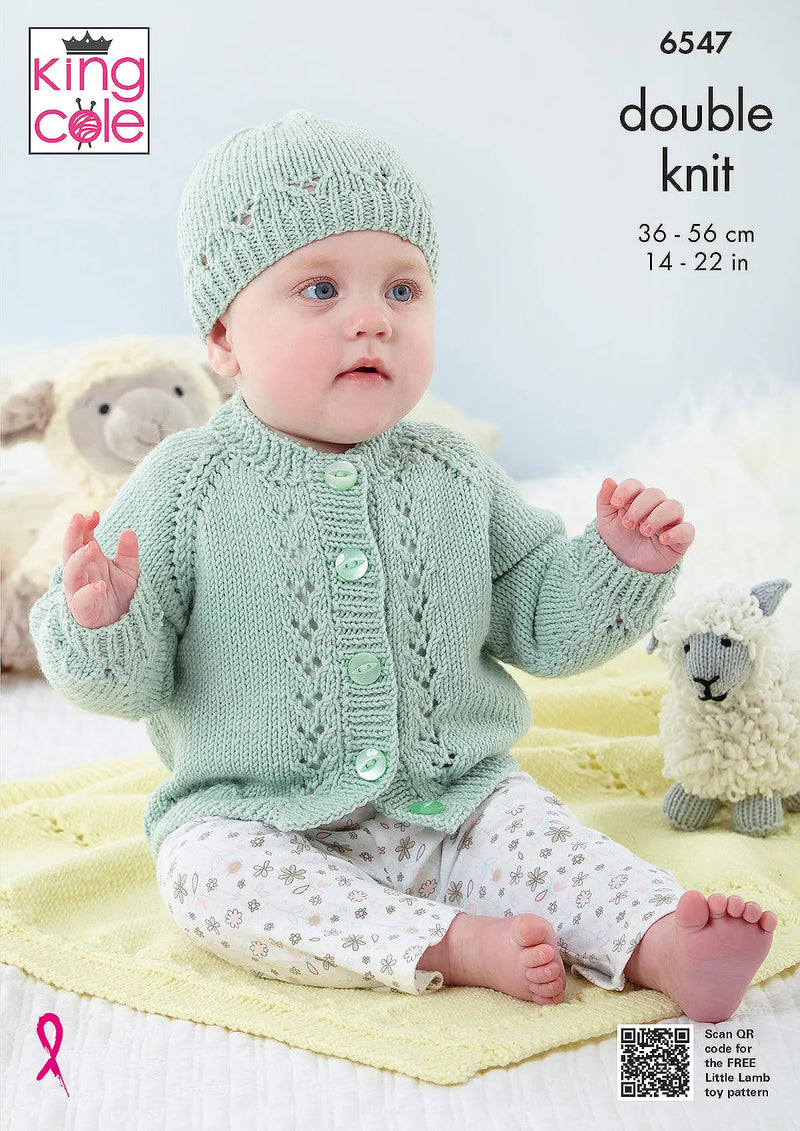 King Cole 6547 Baby Cardigans, Blanket & Hat Knitting Pattern DK (14-22in)