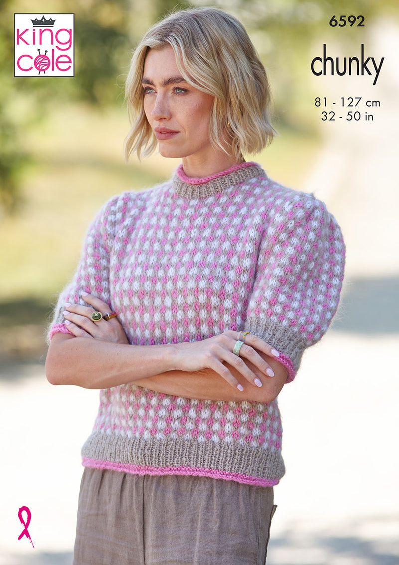 King Cole 6592 – Ladies Tank Top & Sweater Chunky Knitting Pattern (32-50in)