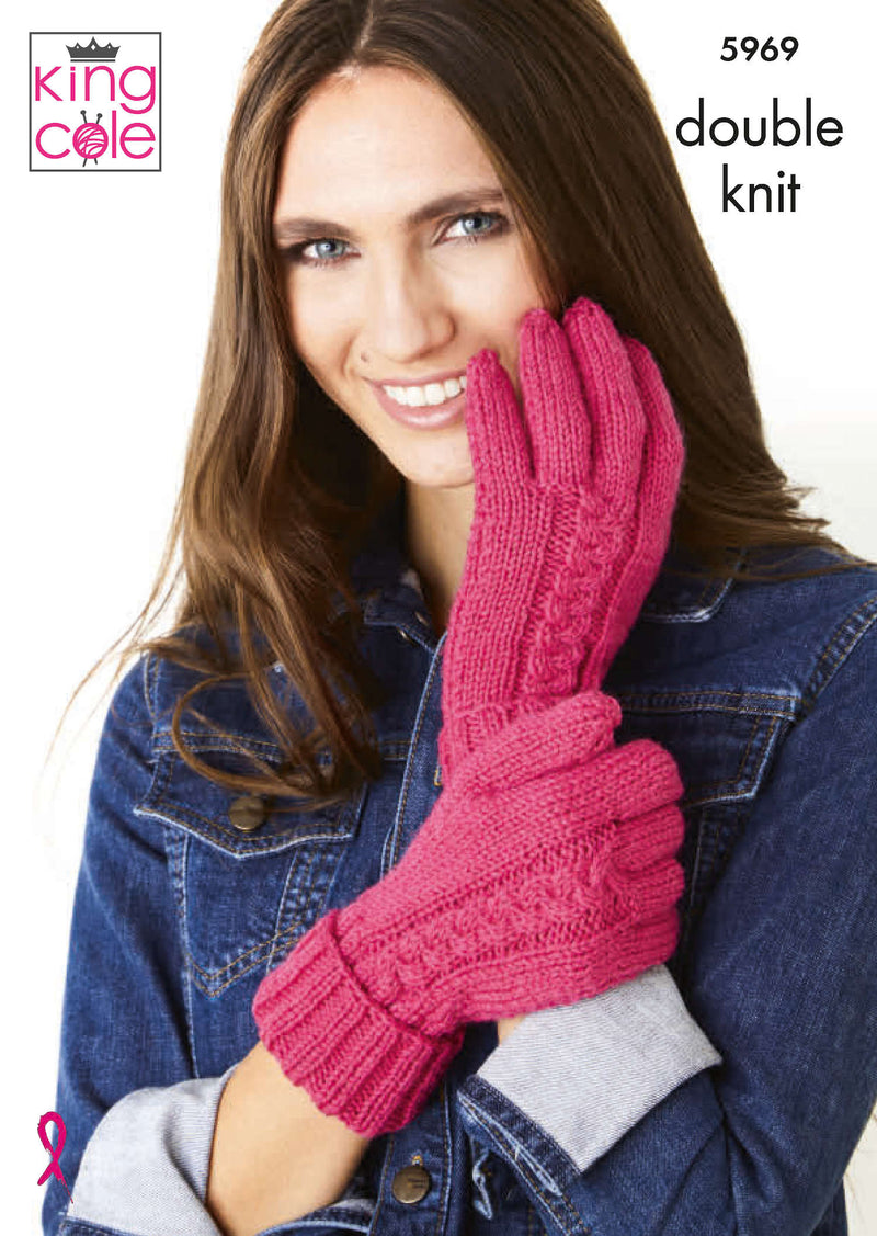 King Cole 5969 Double Knitting Pattern -  Ladies Gloves & Mittens