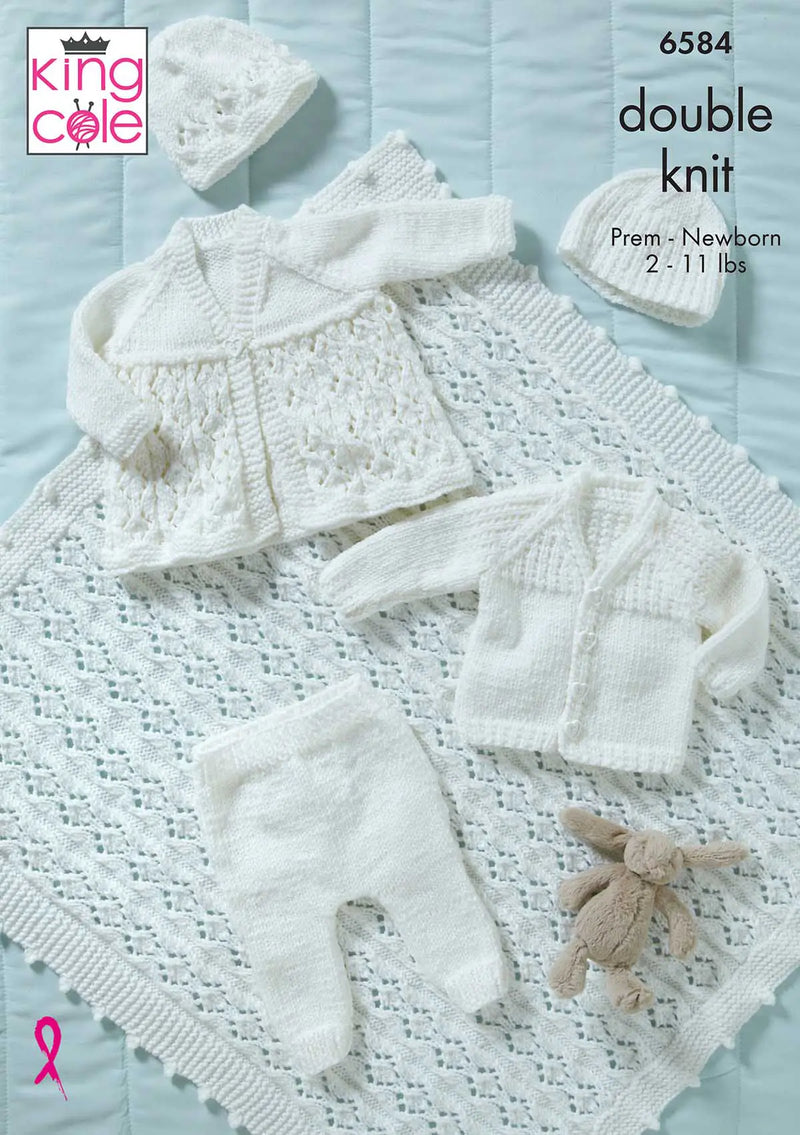 King Cole 6584 Premature Baby Layette Knitting Pattern DK (2-11lbs)