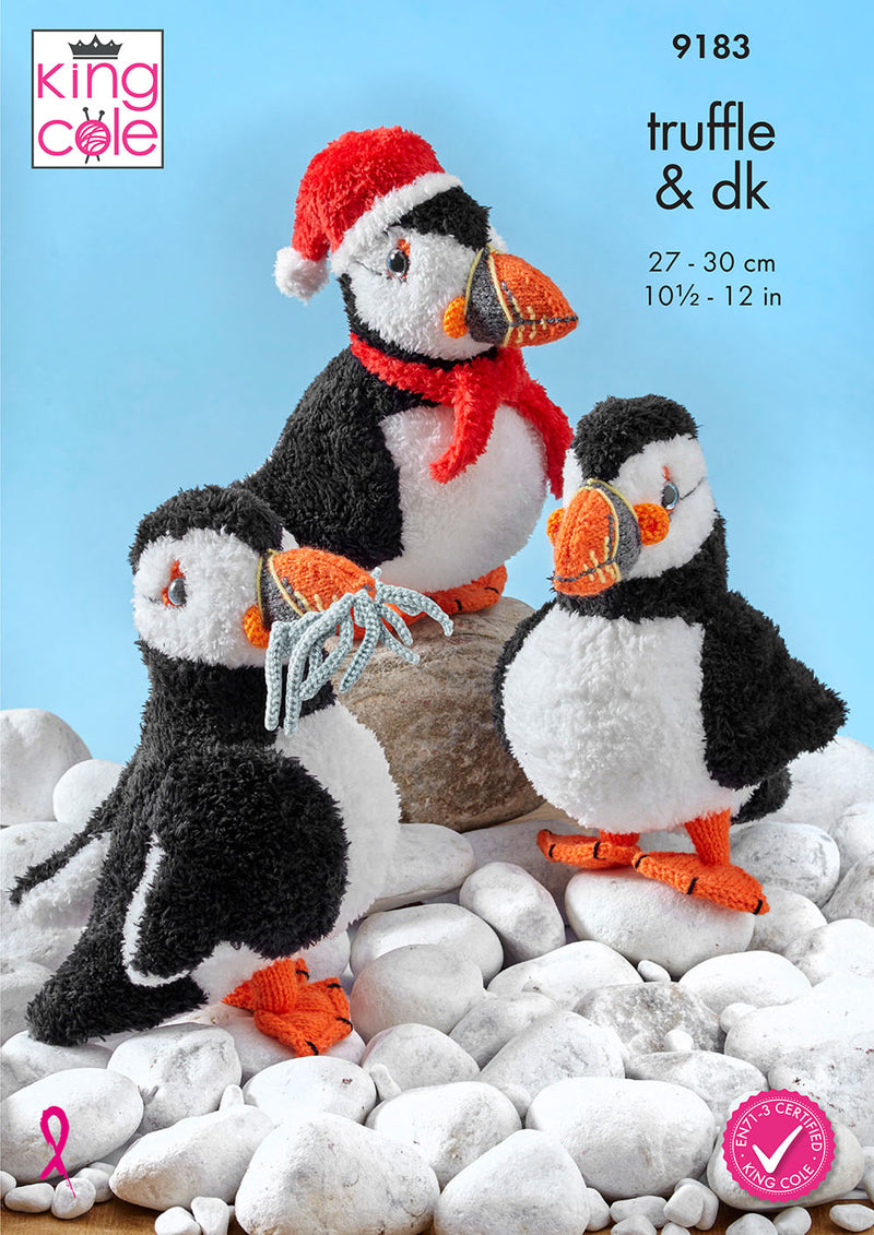King Cole 9183 Christmas Puffins Toy Knitting Pattern