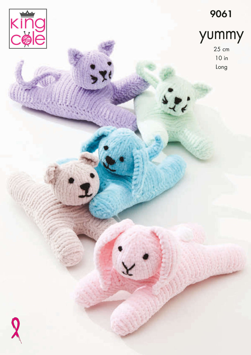 King Cole 9061 Knitting Pattern - Laying Toys Knitted in Yummy