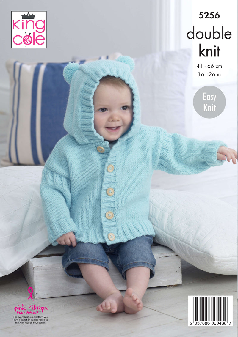 King Cole 5256 Baby Children's Knitting Pattern - Easy Knit DK Jackets (0-7 Yrs)
