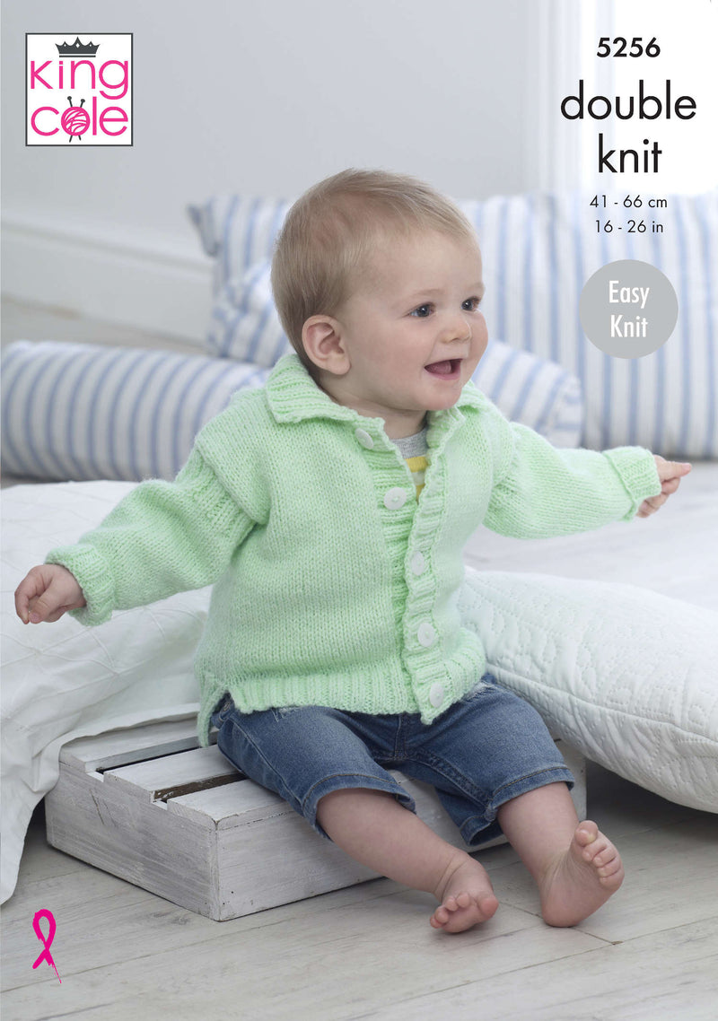 King Cole 5256 Baby Children's Knitting Pattern - Easy Knit DK Jackets (0-7 Yrs)