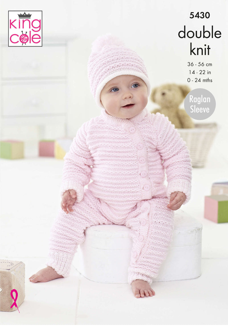 King Cole 5430 DK Knitting Pattern - Baby Set 0 to 24 months