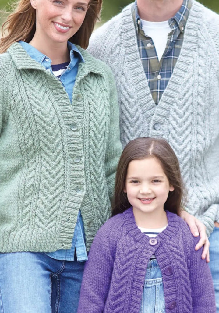 King Cole 5957 Aran Knitting Pattern - Men, Women & Children's Cardigans (24-42in)