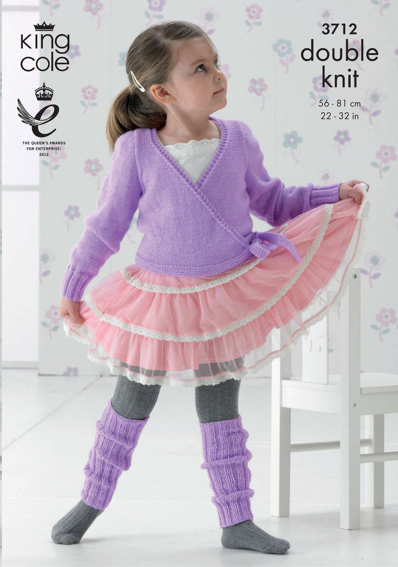 King Cole 3712 DK Knitting Pattern - Ballet Cardigans & Leg Warmers (22-32in)